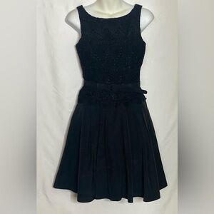 White House Black Market Lace Detail Black Midi Dress